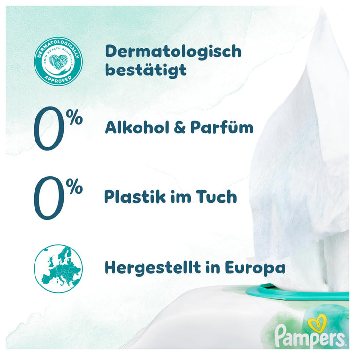 Pampers Harmonie Aqua Feuchttücher 9 Packungen mit jeweils 48 Feuchttüchern, 432 Feuchttücher, die h
