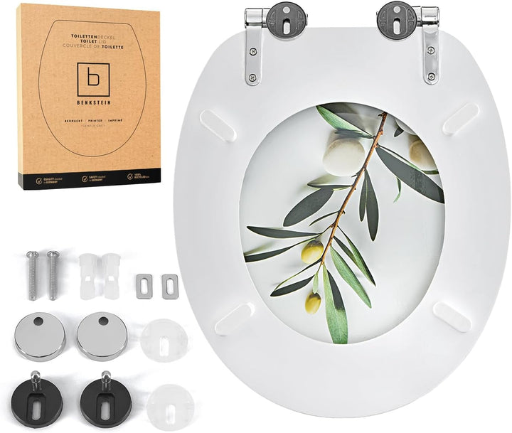 Benkstein Toilettendeckel mit Absenkautomatik Soft Grey – antibakterieller WC Sitz – Quick-Release z