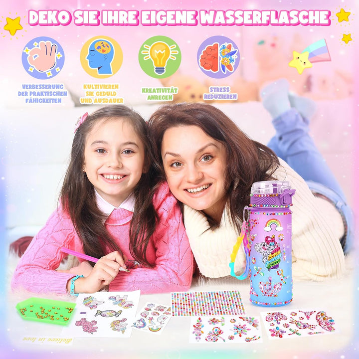 Einhorn Geschenke für Mädchen 5-6-7-8-9 Jahre Geschenkideen: Trinkflasche Bastelset Kinder ab 6 8 10