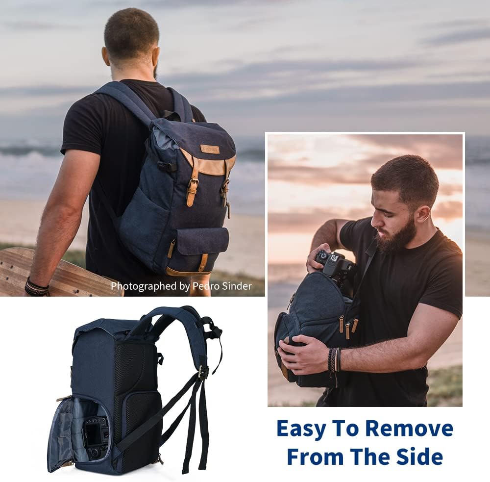 K&F Concept Kamerarucksack Rolltop Fotorucksack Wasserdicht für Spiegelreflexkamera Canon Nikon Sony