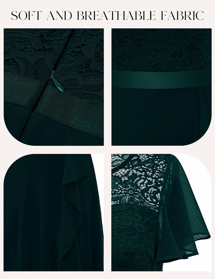 Berylove Abendkleid Lang Elegant für Hochzeit Kleid mit Schlitz Cocktailkleid Damen Elegant mit Ärme