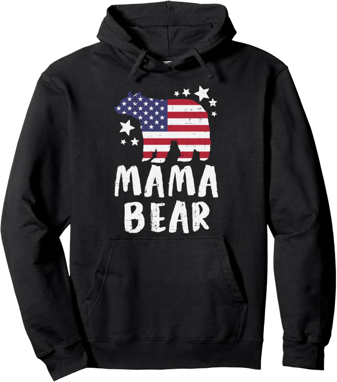 Mama Bear Mom Mother USA 4th Of July Matching Family Women Pullover Hoodie