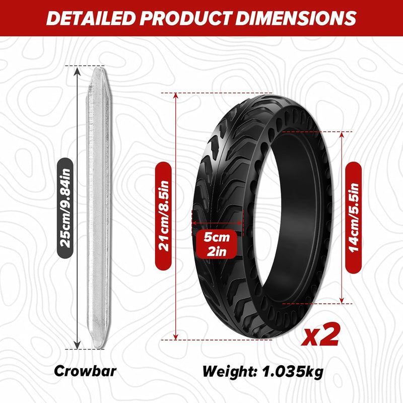 MaxAwe 2 Stück 8 1/2 x2 Vollgummireifen, E-Scooter Solid Reifen 8,5 Zoll mit Brecheisen, Elektroroll