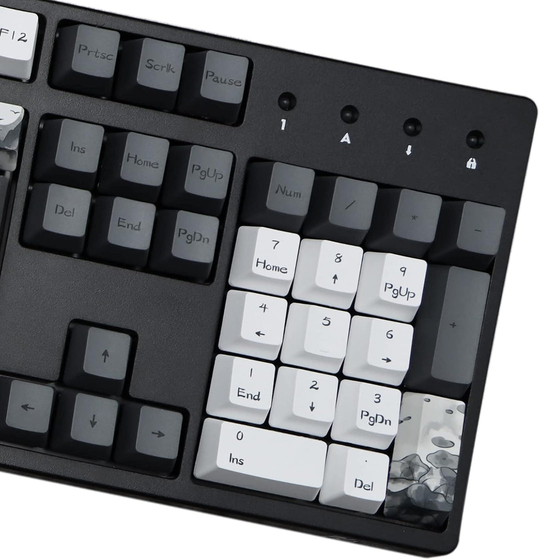 MOLGRIA Ink Lotus Benutzerdefinierte Tastenkappen, 140 Set für Gaming-Tastatur, PBT OEM-Profilfarbst