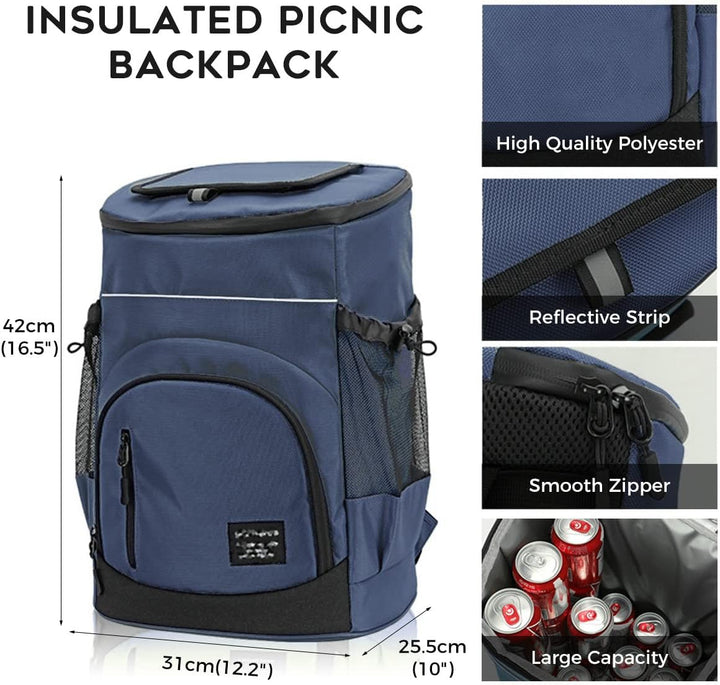 AUXDIQ 30L Kühlrucksack Wasserdichter Picknickrucksack Isoliert Kühltasche für Picknick Camping Wand