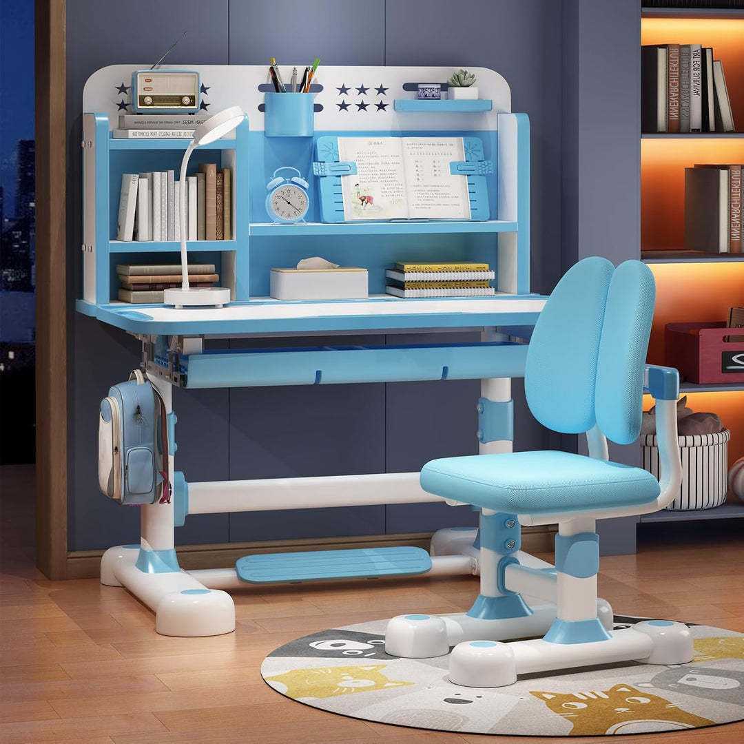 Kinder-Schreibtisch- und Stuhl-Set, höhenverstellbar, Schüler-Schreibtisch, Kinderschule, Studiertis