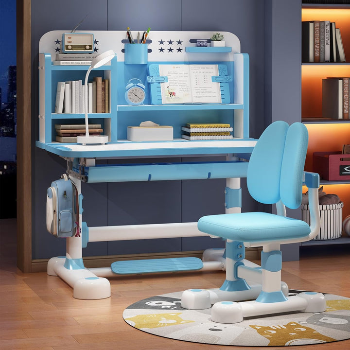 Kinder-Schreibtisch- und Stuhl-Set, höhenverstellbar, Schüler-Schreibtisch, Kinderschule, Studiertis