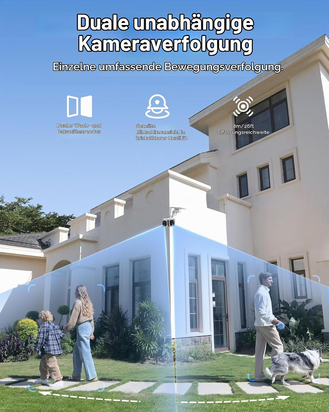 Baseus Security X1 Pro Überwachungskamera Aussen Solar WLAN, Kamera Überwachung Kabellos Dual-Kamera