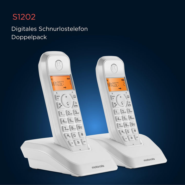 Motorola S1202 Duo Schnurloses Telefon, Weiss