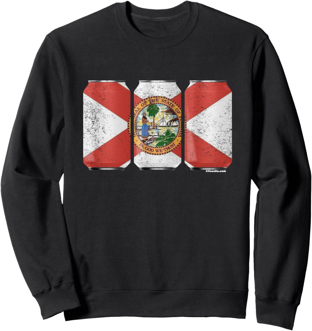 Cool Graphic Beer Cans Florida Flag Sweatshirt