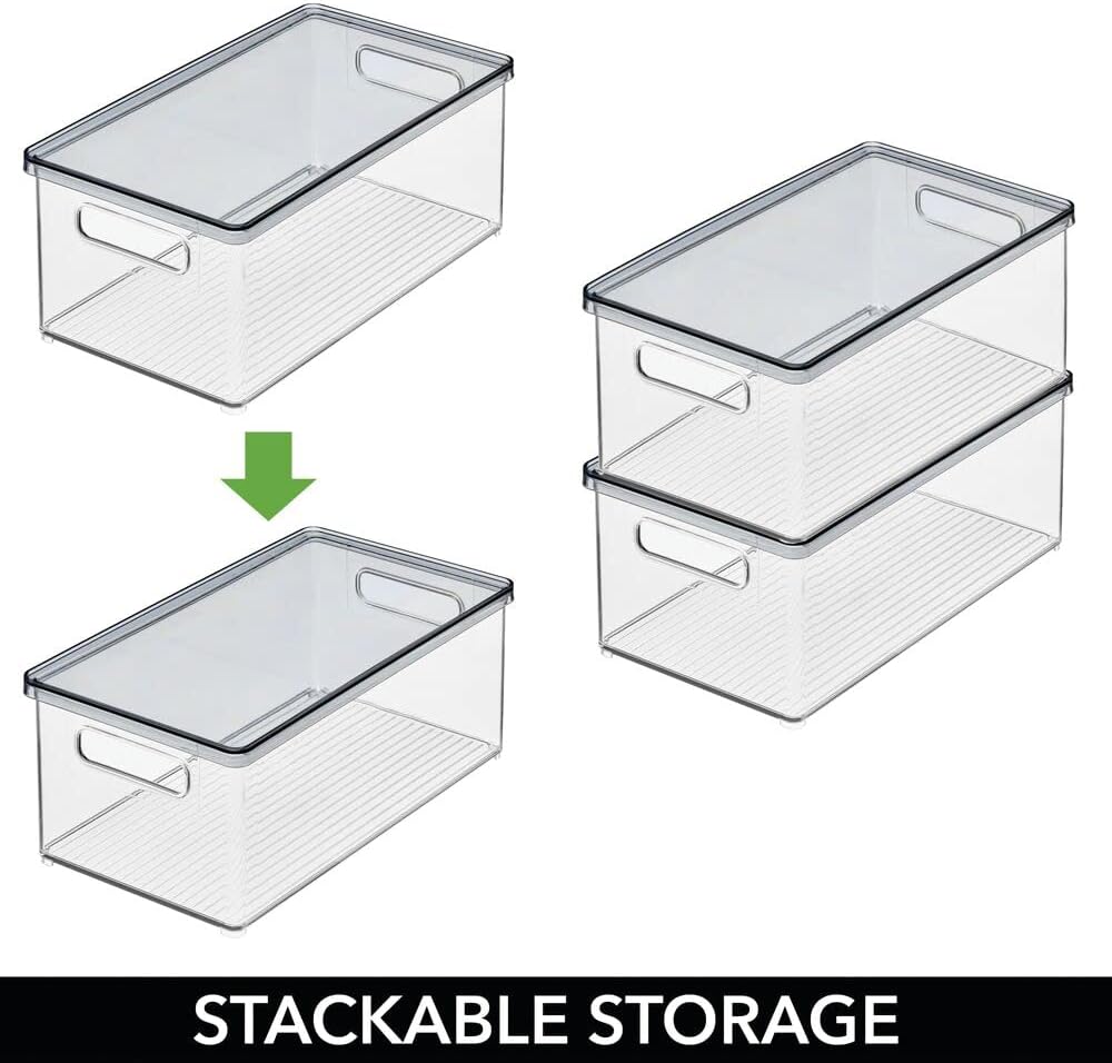 mDesign 2er-Set Schreibtischablage – Aufbewahrungsbox mit Deckel aus robustem Kunststoff – rechtecki