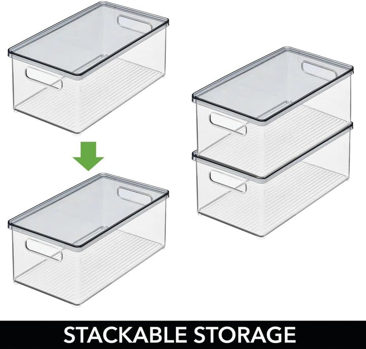 mDesign 2er-Set Schreibtischablage – Aufbewahrungsbox mit Deckel aus robustem Kunststoff – rechtecki