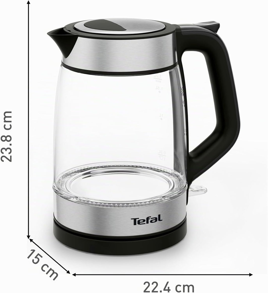 Tefal KI6058 Glas Wasserkocher Wasserkocher Messstreifen 1,7 Liter Fassungsvermögen Leicht zu reinig