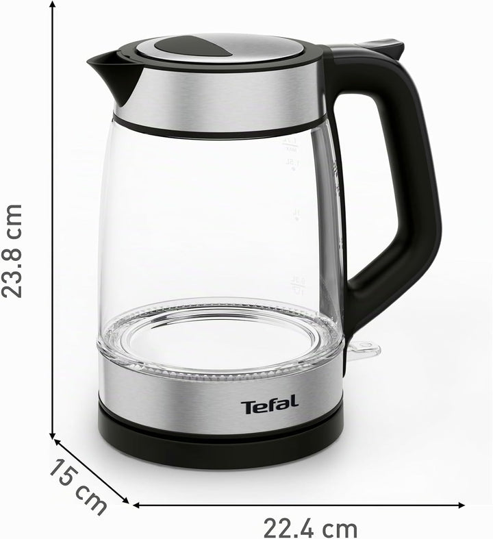 Tefal KI6058 Glas Wasserkocher Wasserkocher Messstreifen 1,7 Liter Fassungsvermögen Leicht zu reinig