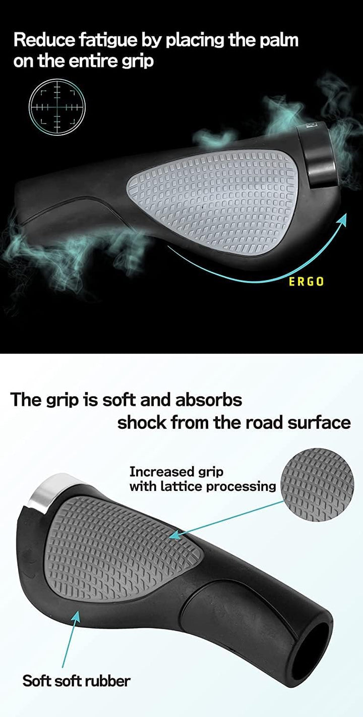 GORIX Ergo-Griffe für Fahrradlenker, für MTB, GX-D2 Schwarz, Schwarz