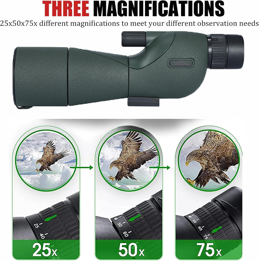 25-75X60ED Monokular Zoom Teleskop mit BAK4 Prisma FMC Fernrohr Erwachsene with Adapter and Tripod T