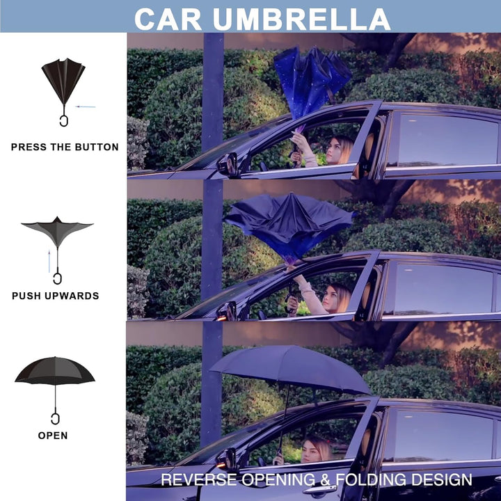 SIEPASA 101,6 cm / 124,6 cm / 142,4 cm / 56,2 cm / 62 Zoll umgekehrter umgekehrter Regenschirm, extr