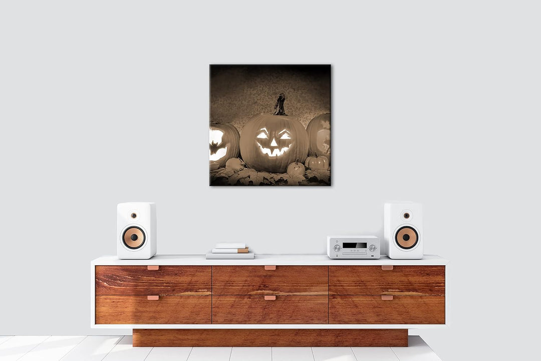 Halloween steht vor der Tür Effekt: Sepia; Format: 70x70 als Leinwandbild, Motiv fertig gerahmt auf