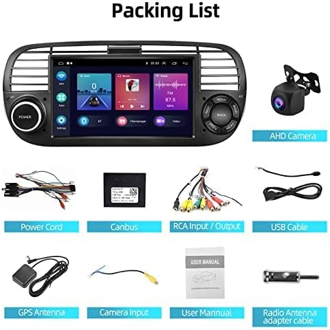 Podofo Android Autoradio für FIAT 500 2007-2015 Radio Wireless Carplay Android Auto, 7 Zoll Bildschi