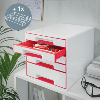 Leitz CUBE Schubladenbox mit 5 Schubladen, Hochwertiger A4-Schreibtisch-Schubladenschrank inkl. tran