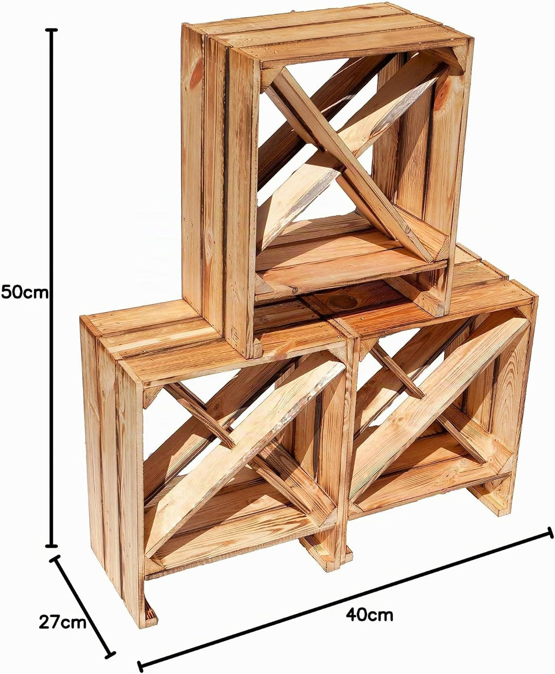 Kistenkolli Altes Land Weinregal X geflammt Masse 50x40x27cm Regalkiste Flaschenablage Weinregal Apf