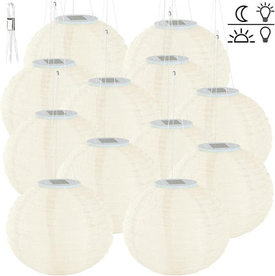 Lunartec Solar Lampions warmweiss: 12er-Set Solar-LED-Lampions, LEDs, Dämmerungs-Sensor, IP44, Ø 30