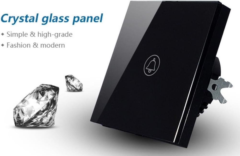 Touch Screen Wand Tür Glocke Schalter EU Standard Wandschalter 100W mit schwarzem Kristall Glas Scha