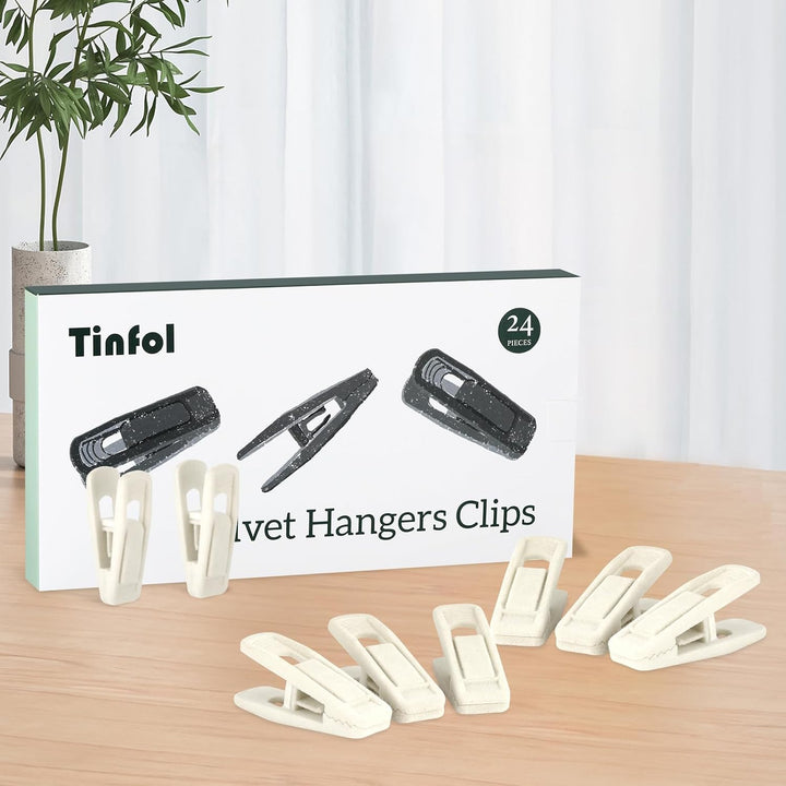 Tinfol Samt-Kleiderbügel-Clips, 24 Stück, Hosen-Samt-Clips, Kleiderbügel-Clip, Starke fingerbeflockt