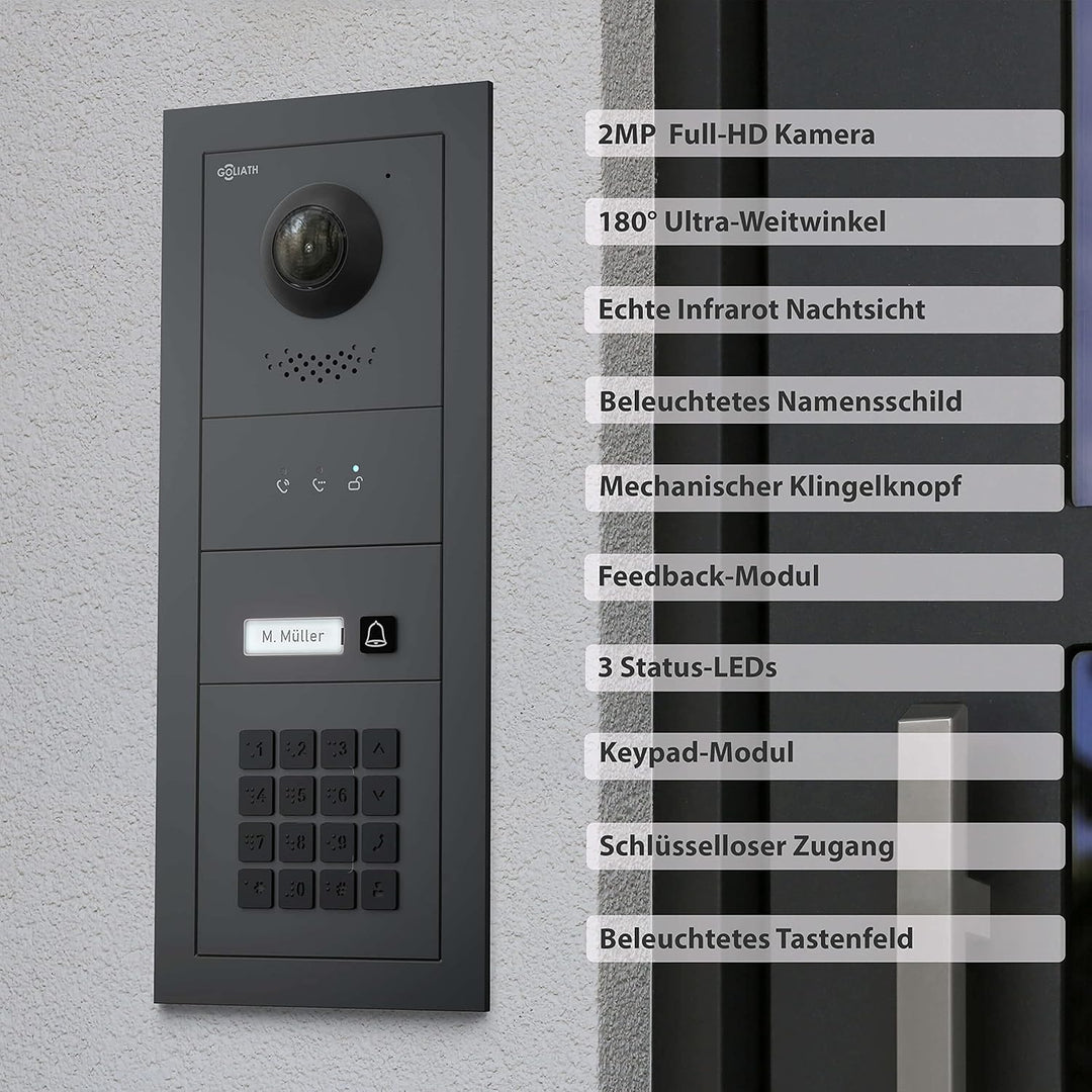 Goliath Hybrid | IP | Full-HD Video Türsprechanlage | App | 1-Fam | 1 x Full-Touchscreen 10" | Alumi