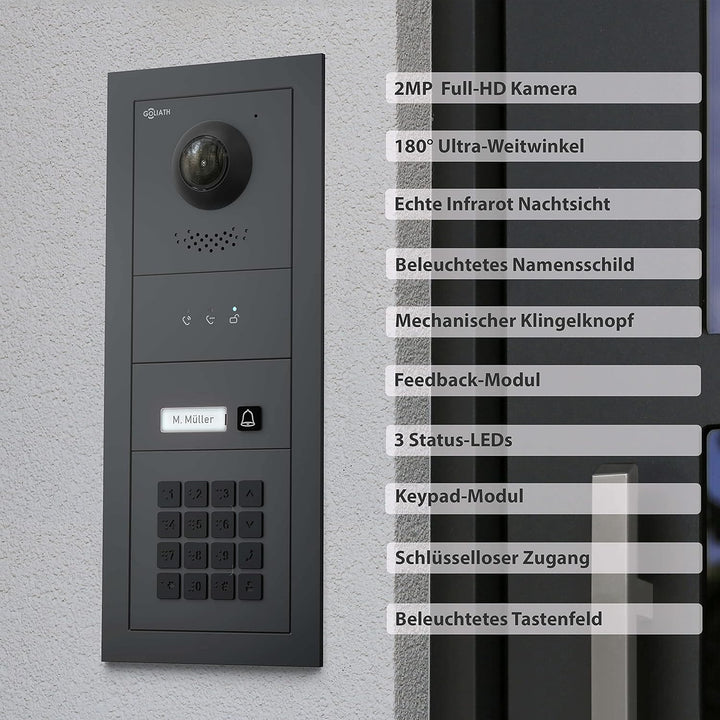 Goliath Hybrid | IP | Full-HD Video Türsprechanlage | App | 1-Fam | 1 x Full-Touchscreen 10" | Alumi