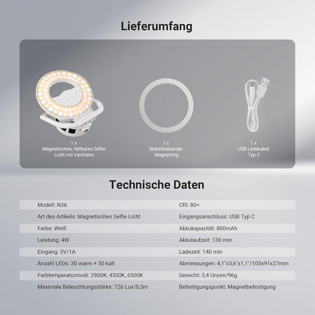 NEEWER Entry Level Version N36 Magnetisches Selfie Licht und Handykühler Kompatibel mit MagSafe iPho