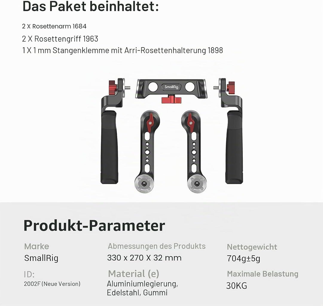 SMALLRIG Shoulder Rig Handle Kit mit Rosette für DSLR Kamera Rig- 2002