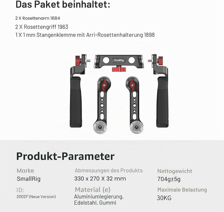 SMALLRIG Shoulder Rig Handle Kit mit Rosette für DSLR Kamera Rig- 2002