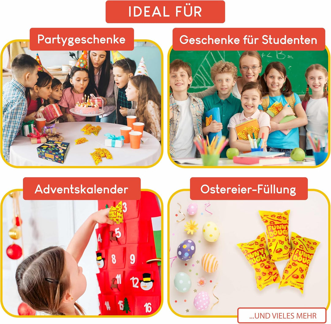 BONNYCO Knete Set mit Formen und Mitgebsel Tüten, Pack 16 Mitgebsel Kindergeburtstag 3-9 Jahre, Mode