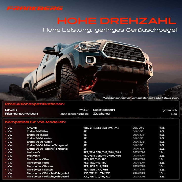 Frankberg Servopumpe Hydraulikpumpe Lenkung Kompatibel mit Amarok 2H S1B 2.0L 2010-2019 Crafter 30-3
