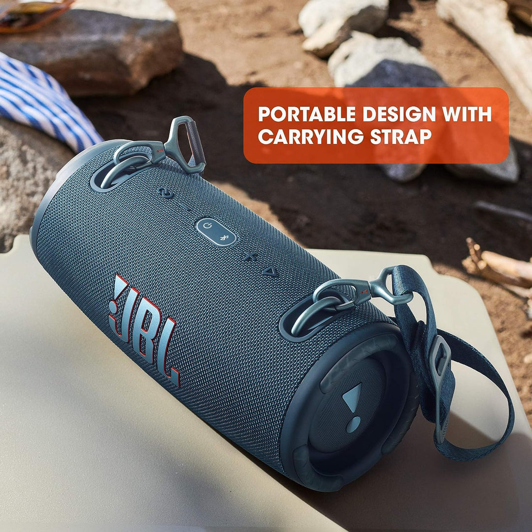 JBL Xtreme 3 Musikbox in Blau – Wasserdichter, portabler Stereo Bluetooth Speaker mit integrierter P