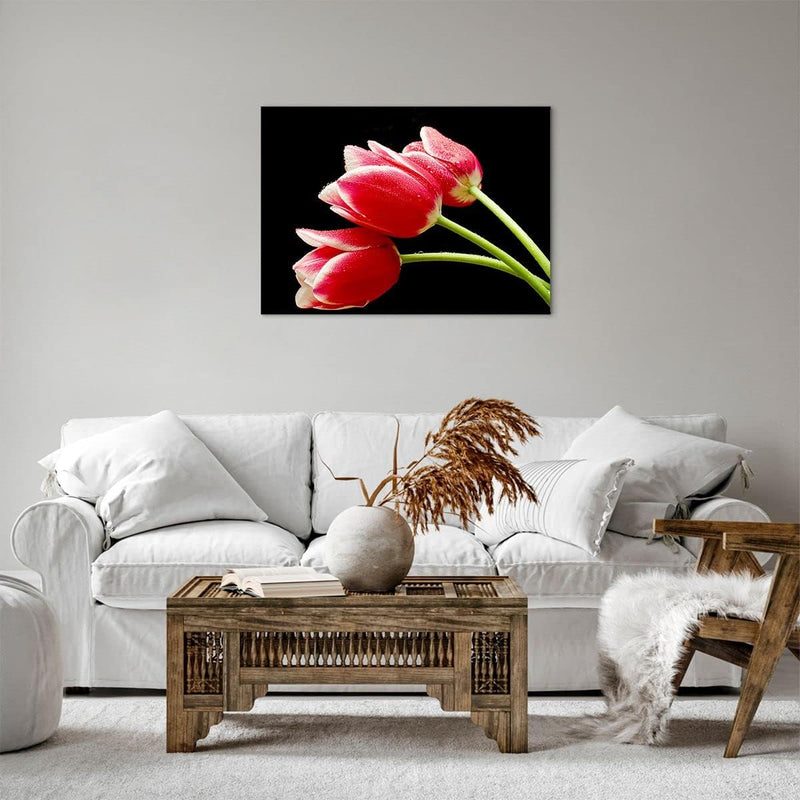 Bilder auf Leinwand Tulpe garten blume blumenstrauss Leinwandbild 70x50cm Wandbilder Dekoration Wohn