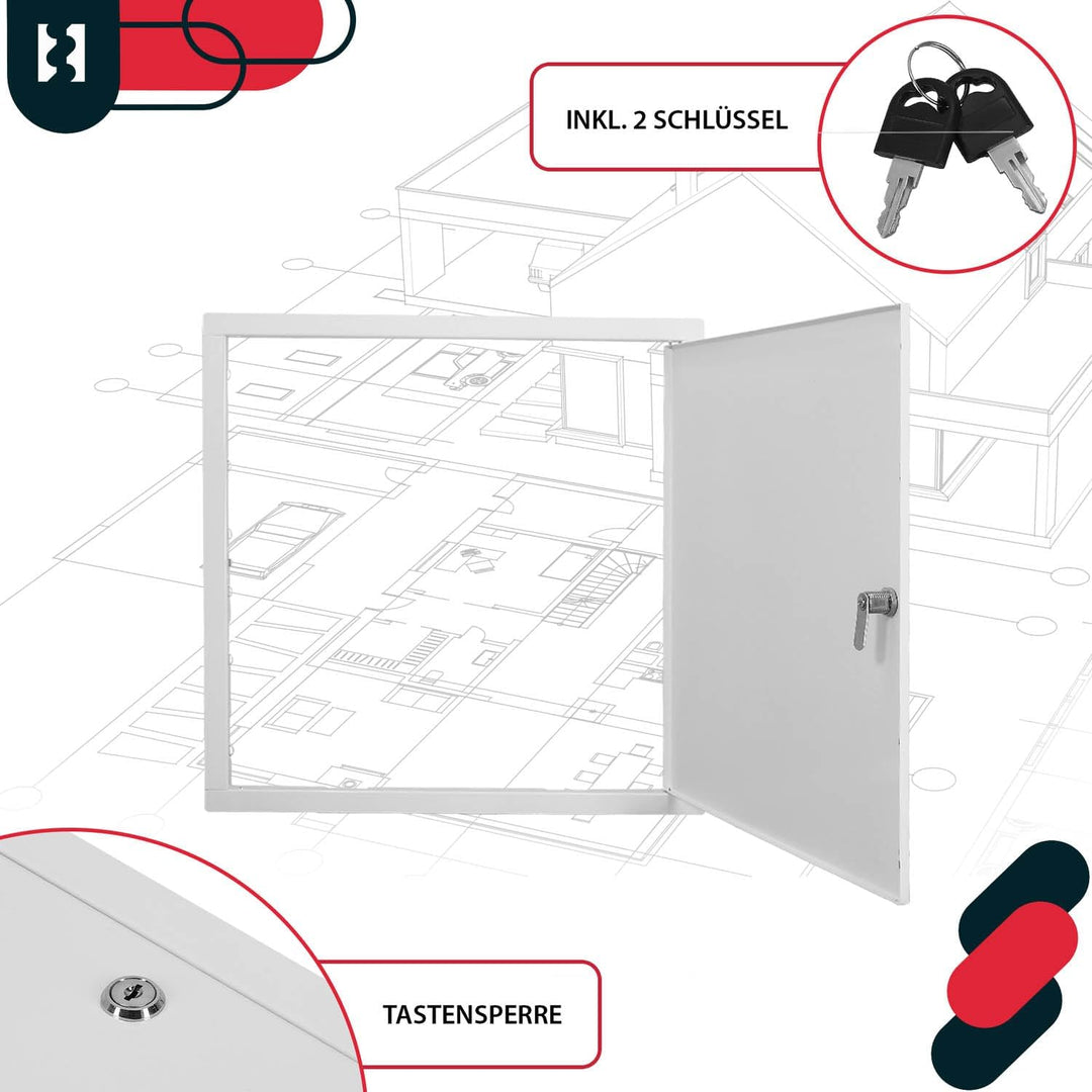 KOTARBAU® Revisionsklappe 50 x 50 cm Trockenbau Revisionstür mit Schlüsselschloss Sicherungskasten U