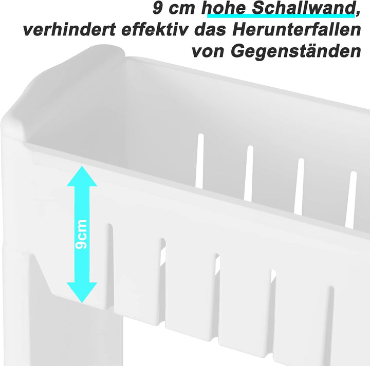 WOLTU Küchenwagen mit 4 Ebenen, schmaler Rollwagen, Nischenwagen Küche, Nischenregal auf Rollen, Bad