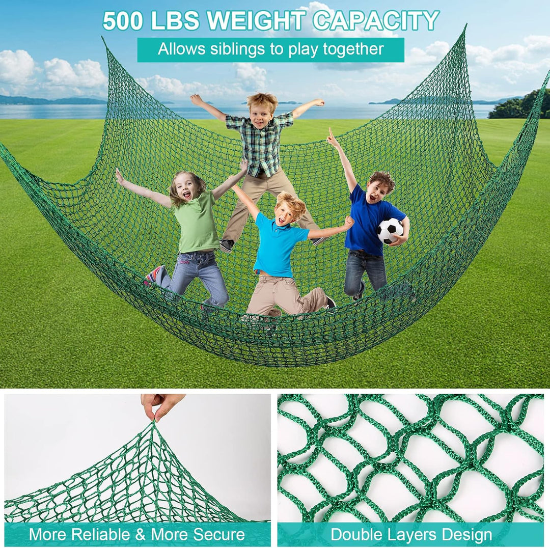 MENAYODA Kletternetz Spielplatz, Schwerlast Doppellagiges Schutznetz Kinder Klettergerüst Schaukel,