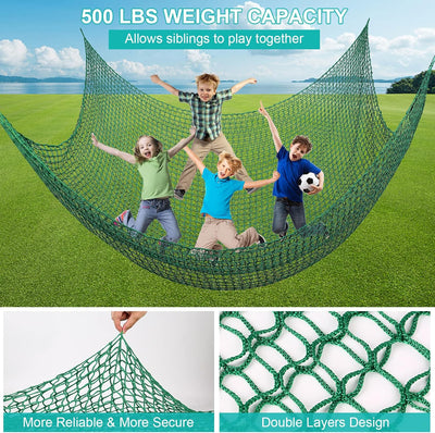 MENAYODA Kletternetz Spielplatz, Schwerlast Doppellagiges Schutznetz Kinder Klettergerüst Schaukel,