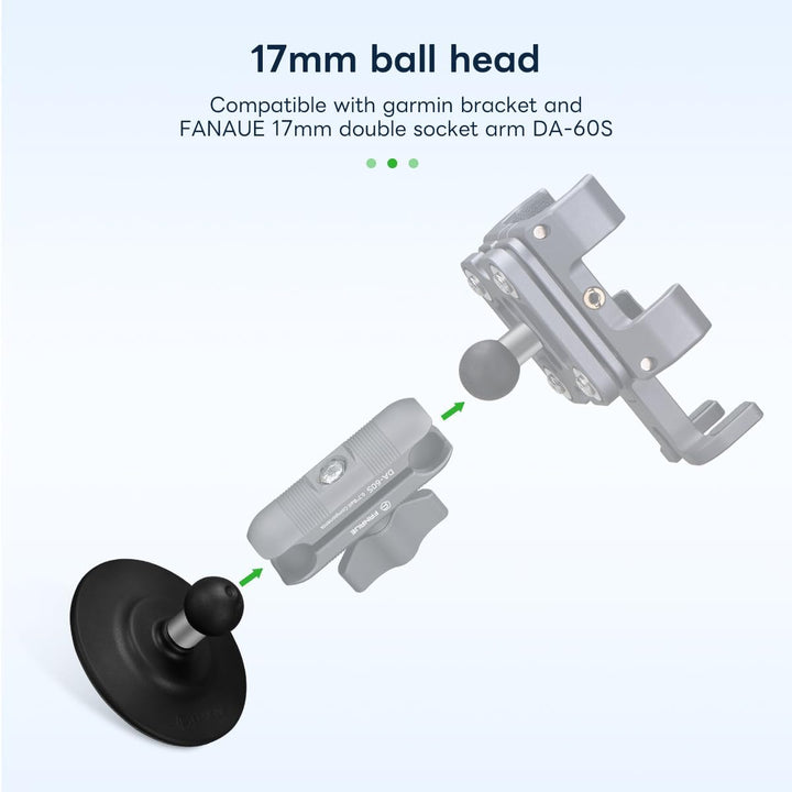 FANAUE Flexible selbstklebende Kugelbasis, kompatibel mit Garmin GPS-Halterung und 17 mm Doppelhülse