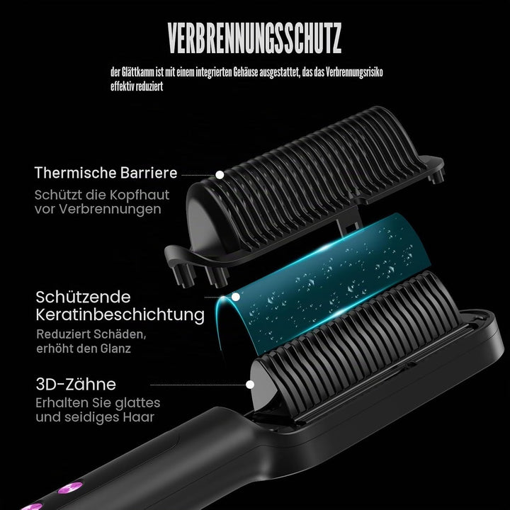 Haarglätter, professionelle Glättbürste für Haare, 9 Temperatureinstellungen, 120 ℃ - 200 ℃, LCD-Dis