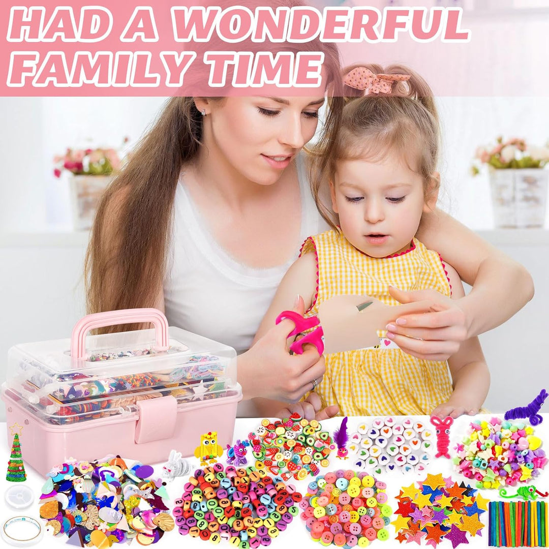 Purpledi 3600+ Stück Bastelset für Kinder Bastelmaterial in Bastelkoffer, Bastelset Kinder DIY Baste