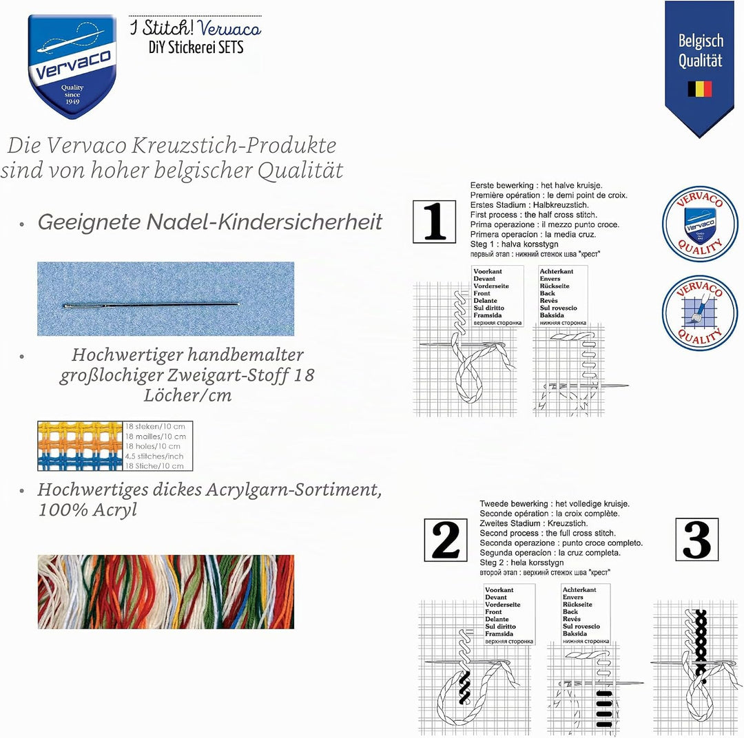 Vervaco Rotkehlchen mit Lampe Kreuzstichkissen/Stickkissen inklusive Material, Baumwolle, Mehrfarbig