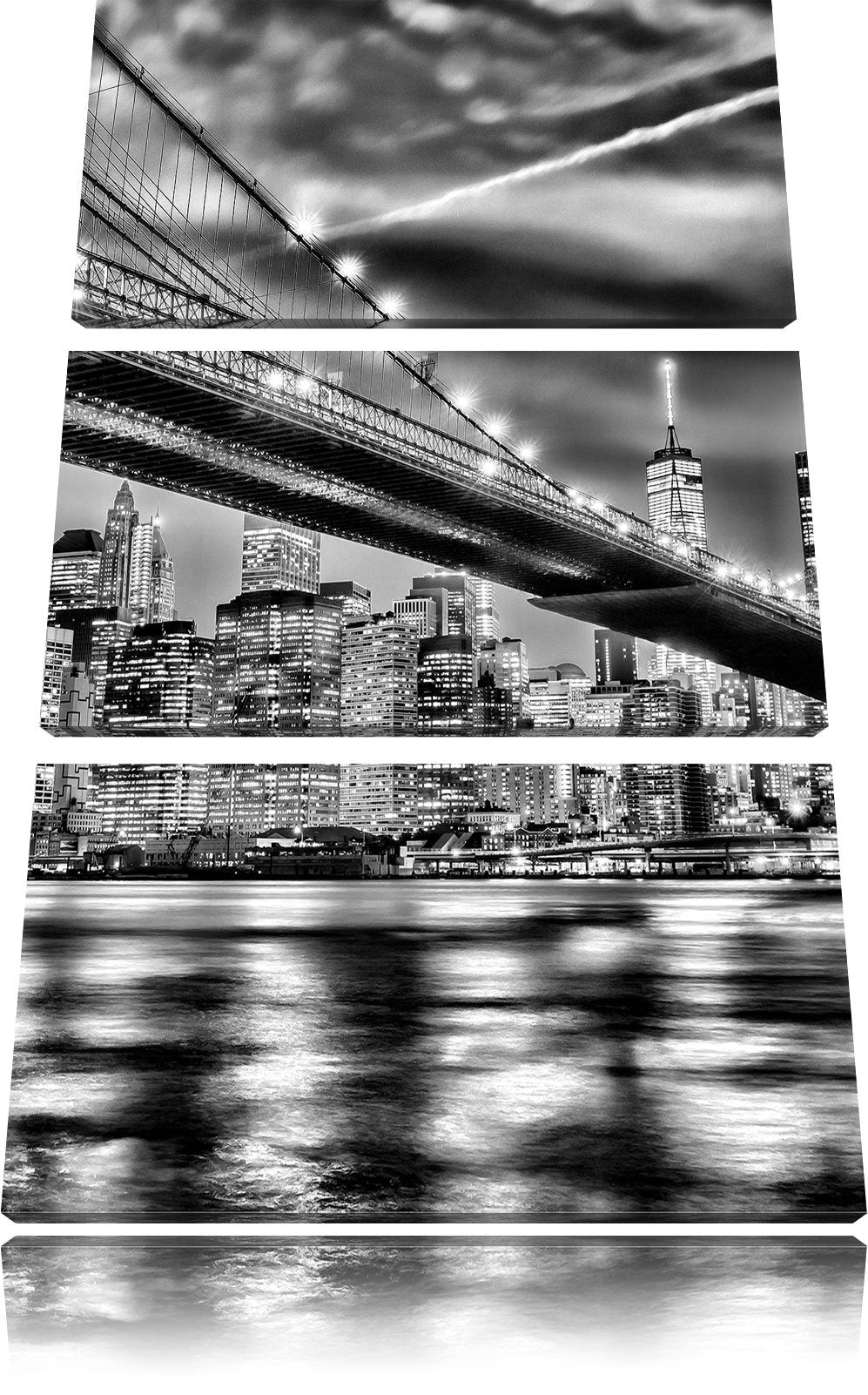 Pixxprint New York Brooklyn Bridge als Leinwandbild/Grösse: 3 Teilig (120x80) cm/Wandbild/Kunstdruck