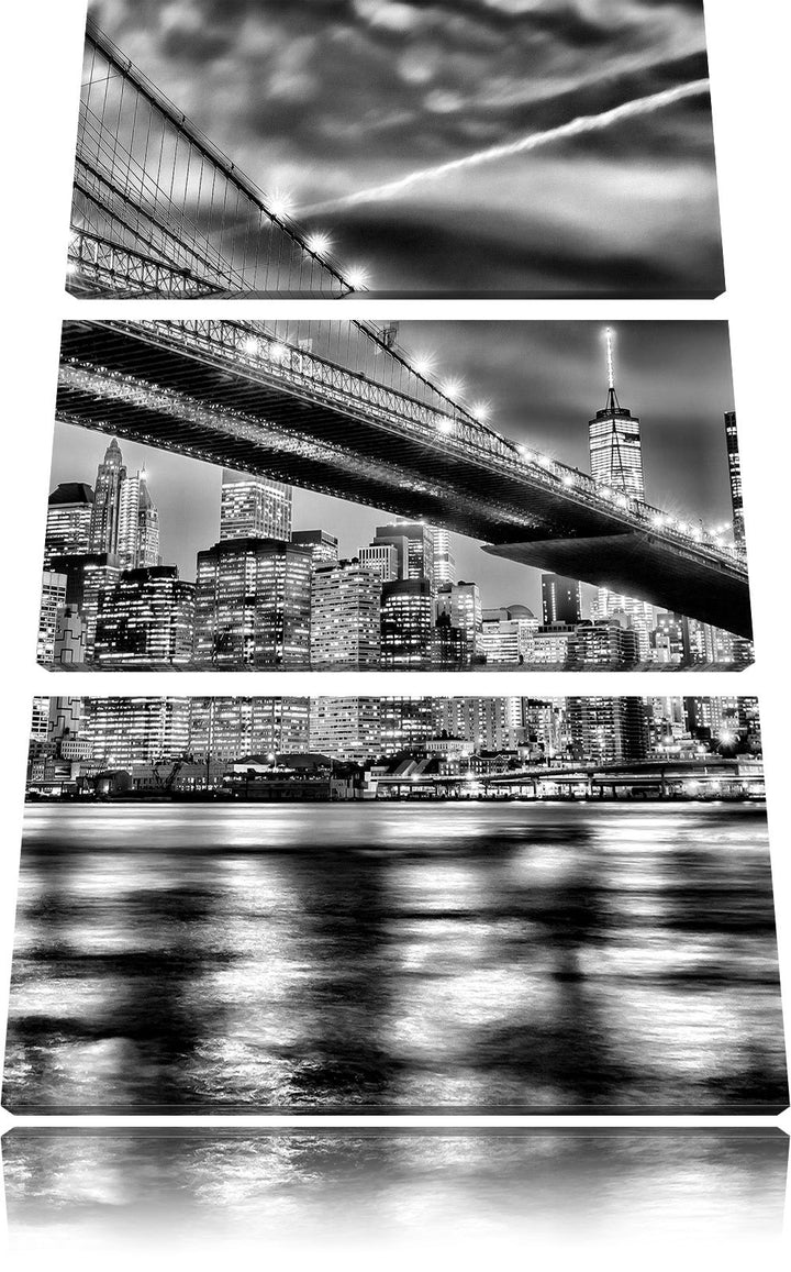 Pixxprint New York Brooklyn Bridge als Leinwandbild/Grösse: 3 Teilig (120x80) cm/Wandbild/Kunstdruck
