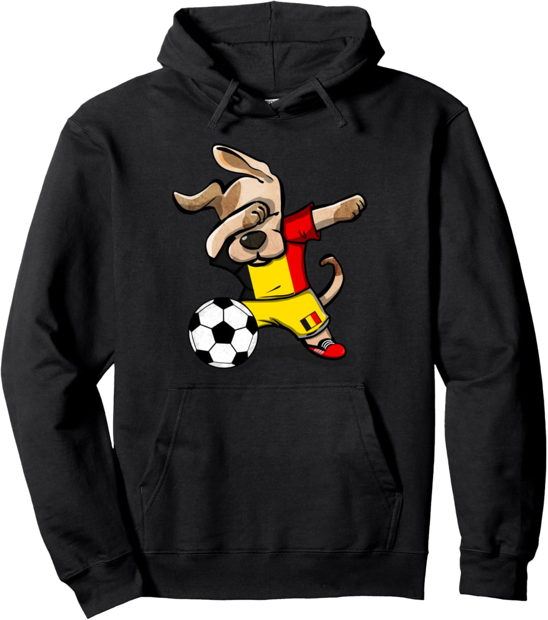 Dabbing Dog Hund Belgien Fussball - Belgische Nationalflagge Pullover Hoodie