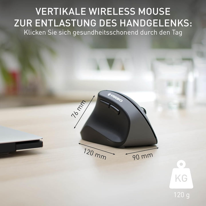 CHERRY MW 4500 Left, kabellose Maus, ergonomische Linkshändermaus im 45° Design, 6 Tasten und Scroll