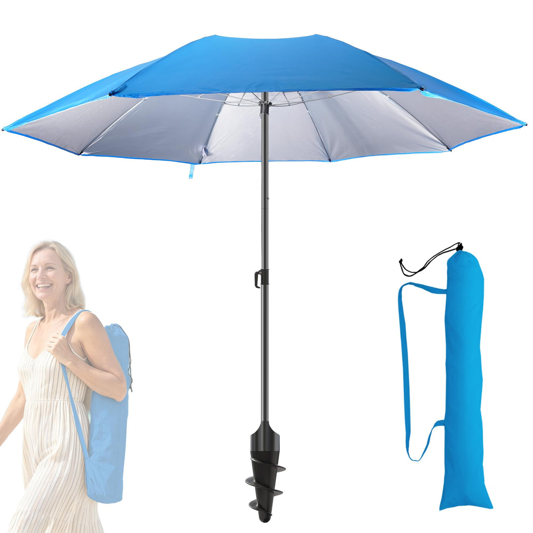 4smile Sonnenschirm Strand Ø 180 cm, Blau, Sonnenschirm Balkon | Strandschirm windfest stabil, Balko